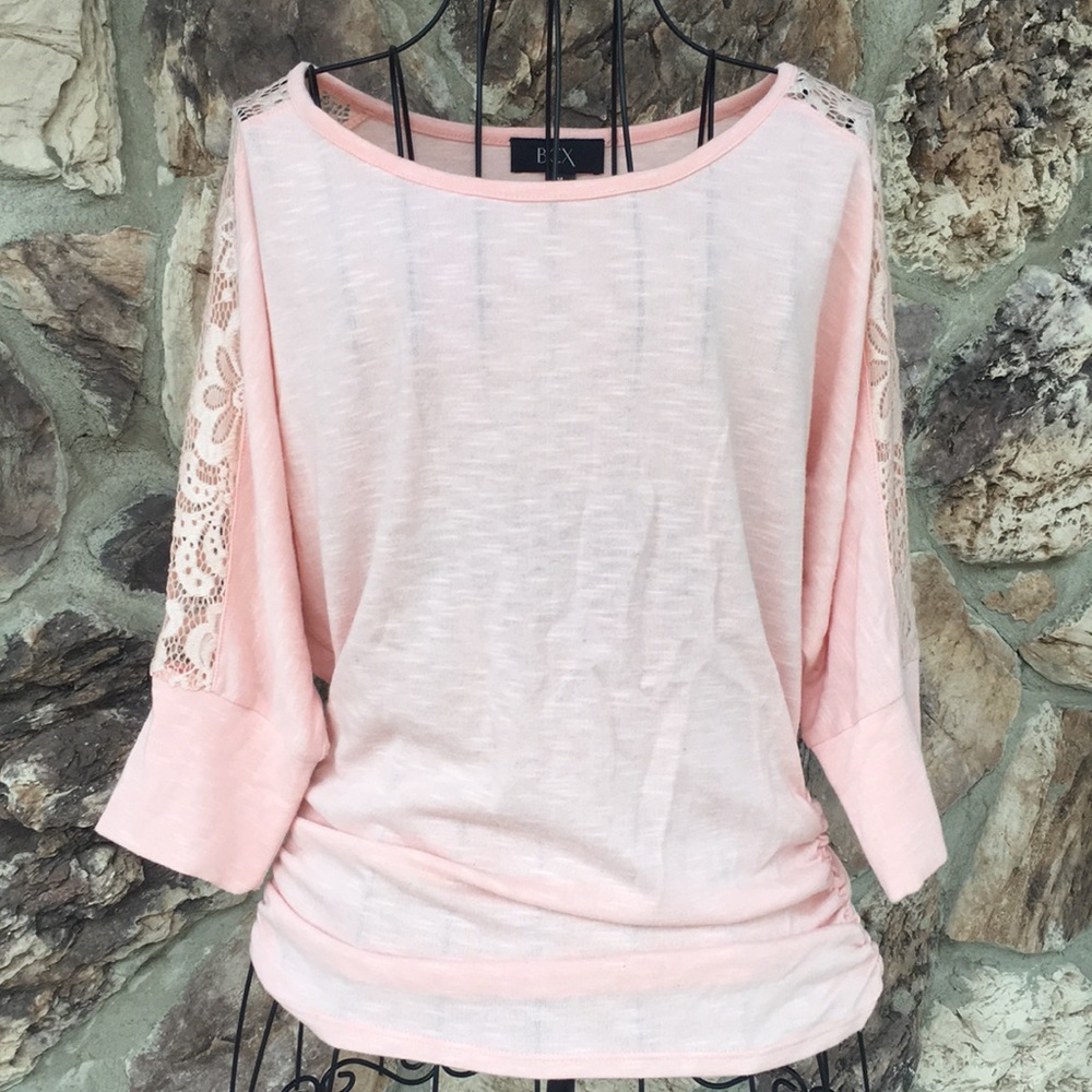 BCX 3/4” lace sleeve blouse